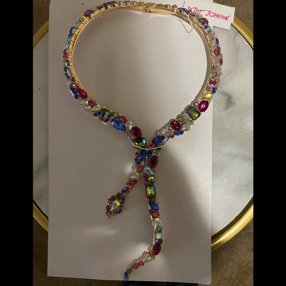 NWT Betsey Johnson multicolored snake choker necklace